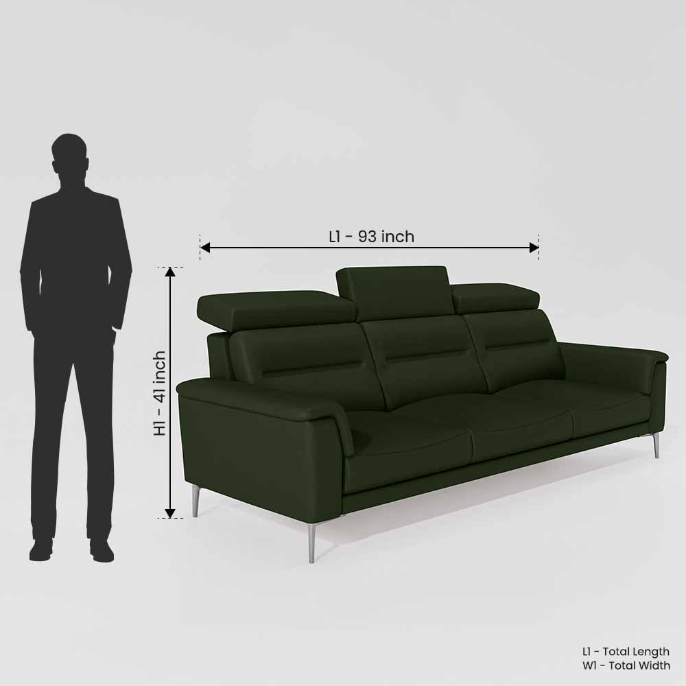 Cresendo 3 Seater Leatherette fabric - Black Forest