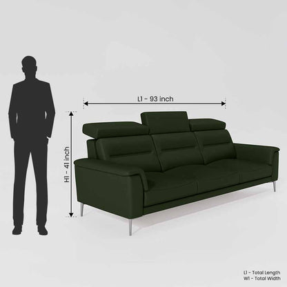 Cresendo 3 Seater Leatherette fabric - Black Forest