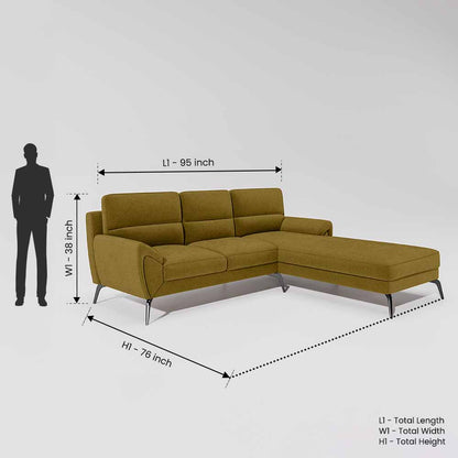 Octave 2 Seater Sofa with RH Lounger Water & Stain Repellent Fabric  - Honey