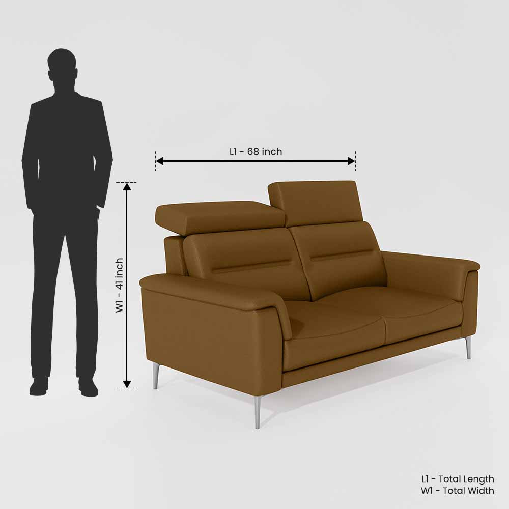 Cresendo 2 Seater Leatherette fabric - Tobacco Brown