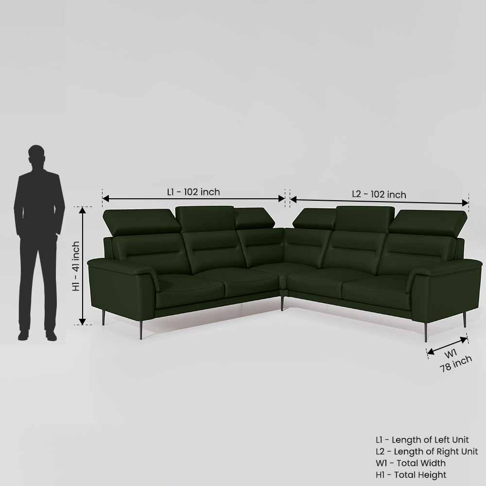 Crescendo 2 Seater + Corner + 2 Seater Leatherette Fabric - Black Forest