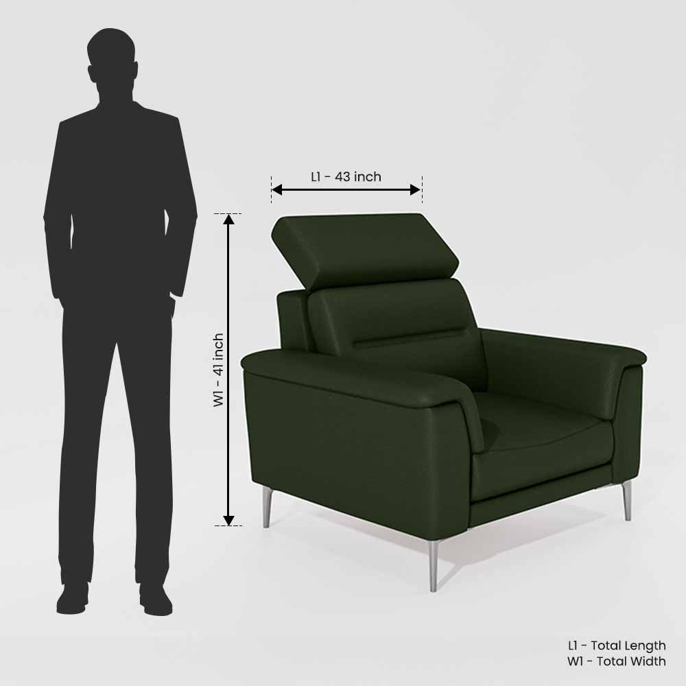 Cresendo 1 Seater Leatherette fabric - Black Forest