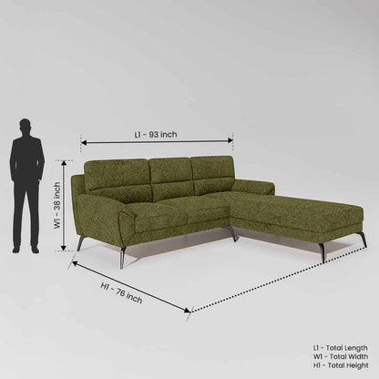 Octave 2 Seater Sofa with Lounger Boucle Fabric  - Dried Herb