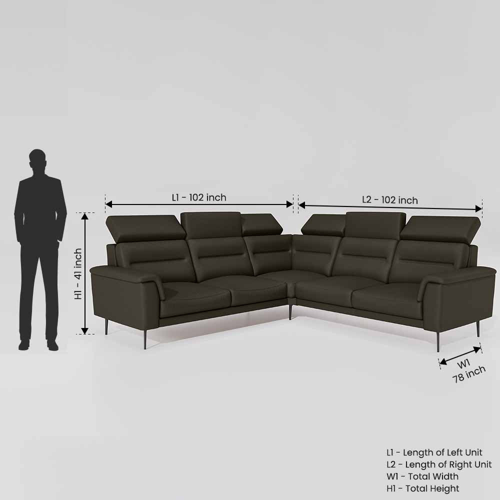 Crescendo 2 Seater + Corner + 2 Seater Leatherette Fabric - Pewter Grey