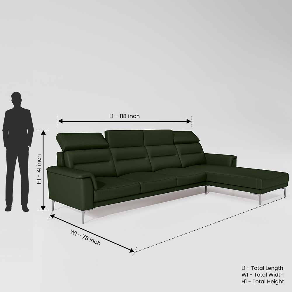 Cresendo 3 Seater with RH Lounger Leatherette fabric - Black Forest