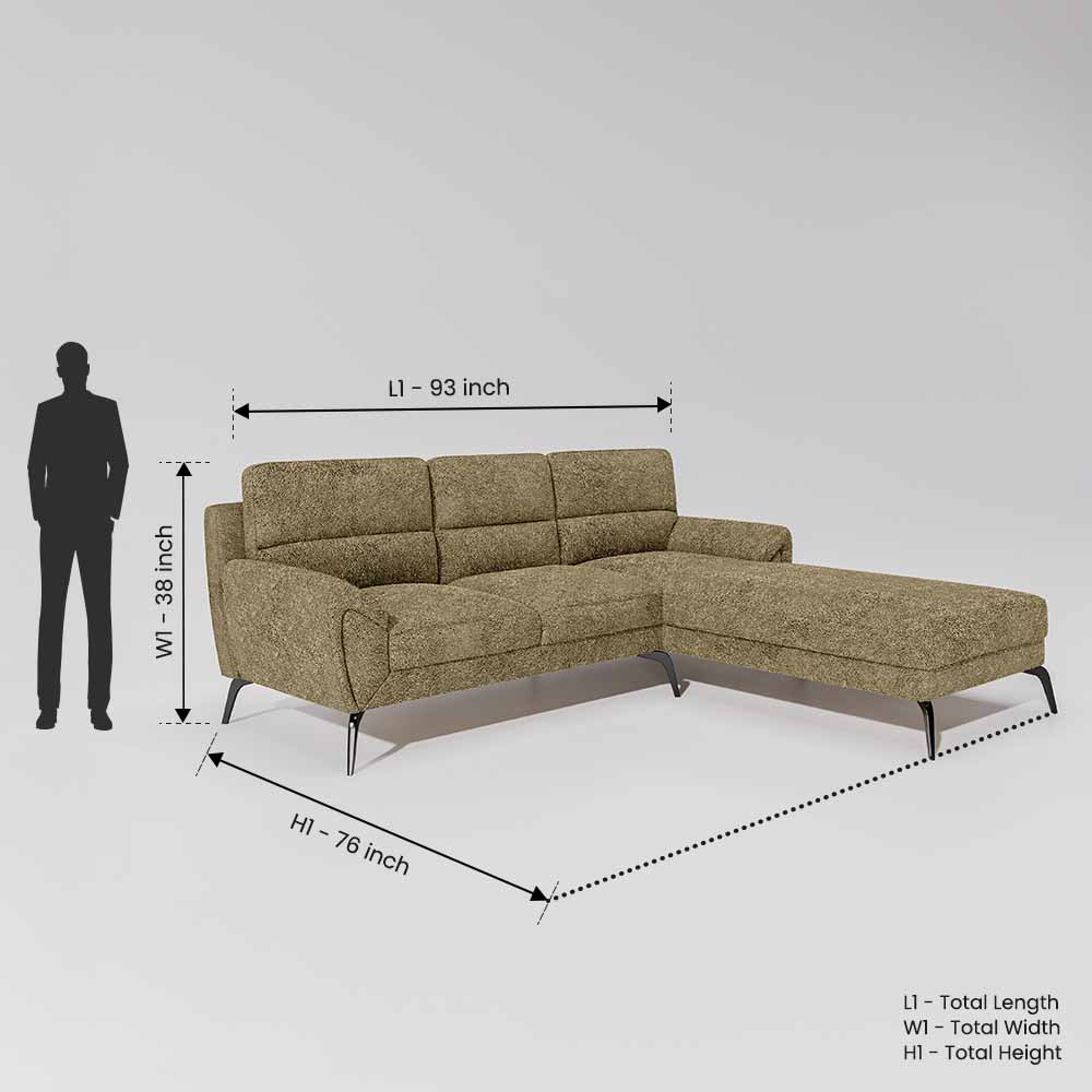 Octave 2 Seater Sofa with RH Lounger Boucle Fabric  - Irish Cream