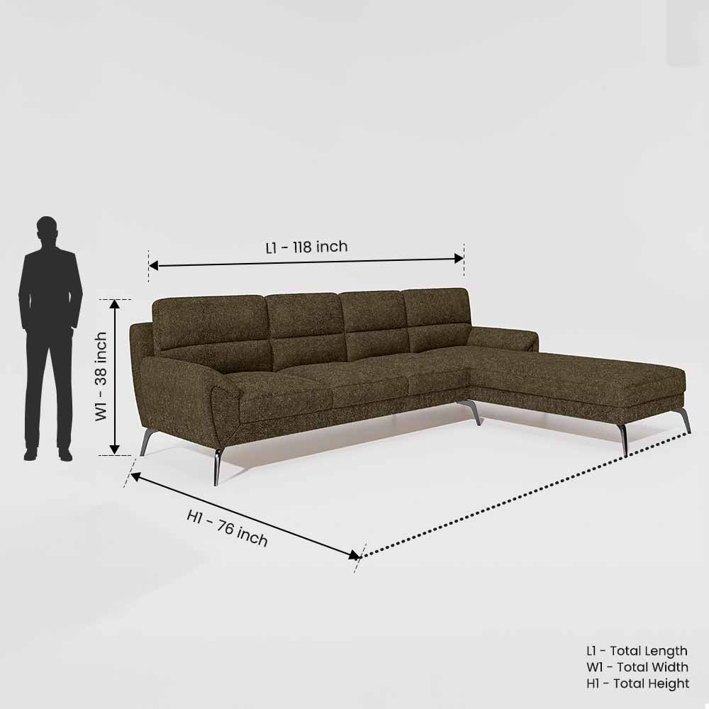 Octave 3 Seater with Lounger Boucle Fabric - Sepia