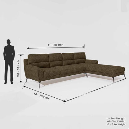 Octave 3 Seater with Lounger Boucle Fabric - Sepia