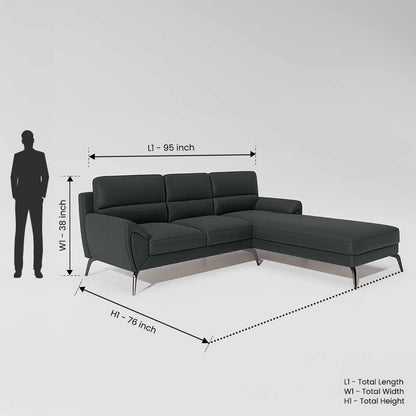 Octave 2 Seater Sofa with RH Lounger Suede Fabric  - Steel Grey