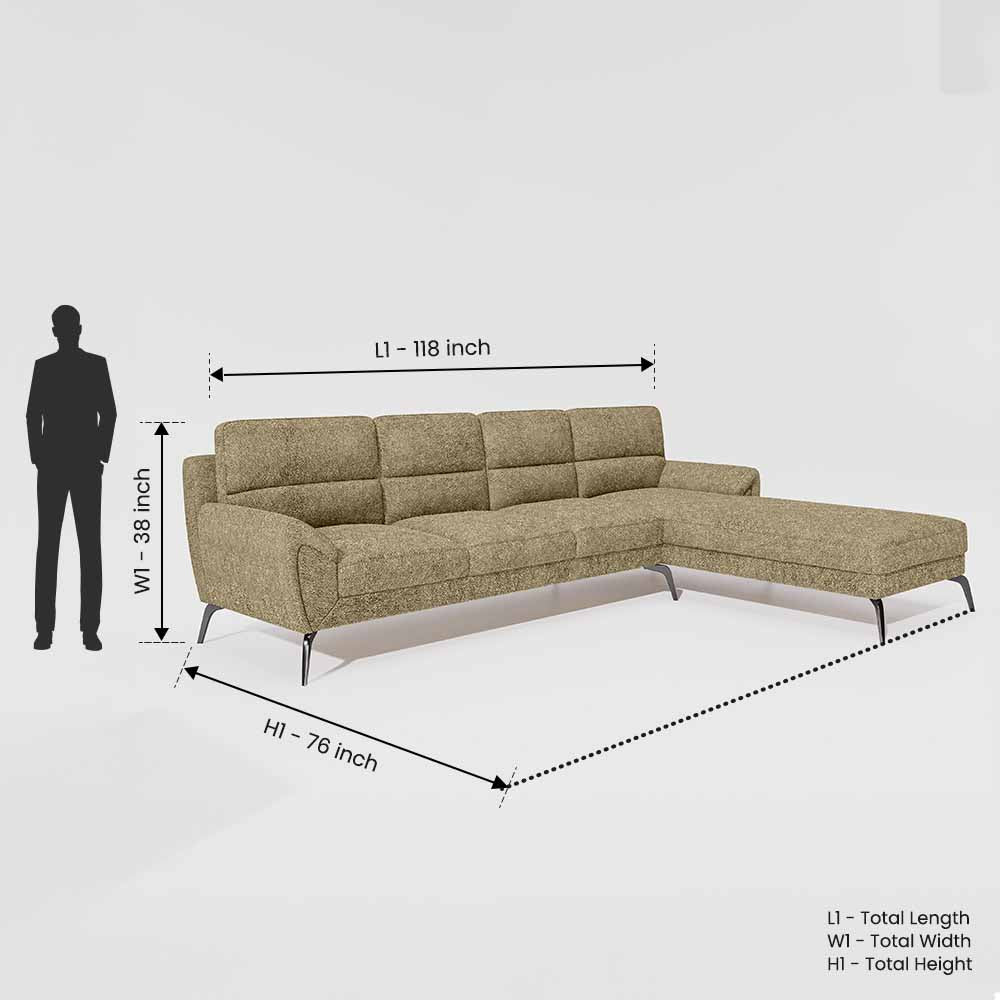 Octave 3 Seater with Lounger Boucle Fabric - Irish Cream