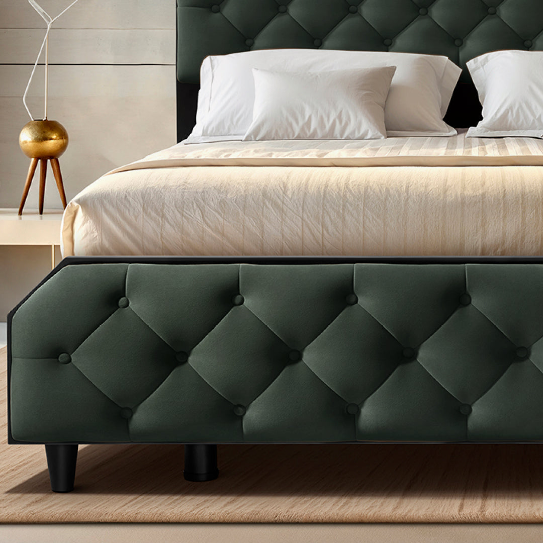 Wave Plus Adjustable Bed Serene Upholstered Bed (Green)+ Wave Kinect Strength Mattress 8"(20.3cm)