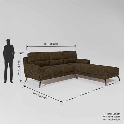 Octave 2 Seater Sofa with RH Lounger Boucle Fabric  - Sepia
