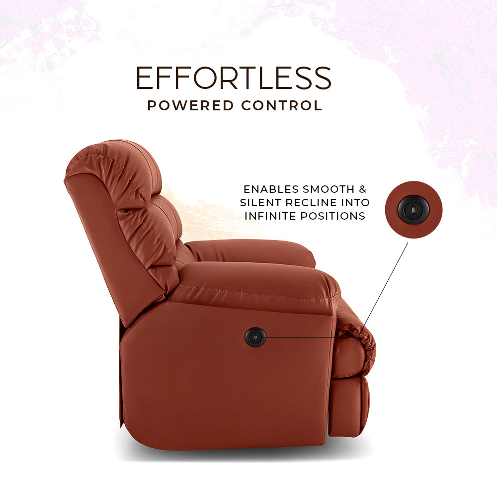 Avalon Posture pro Rocking & Rotating Single Seater Premium Leatherette Recliner, Tan, Motorized