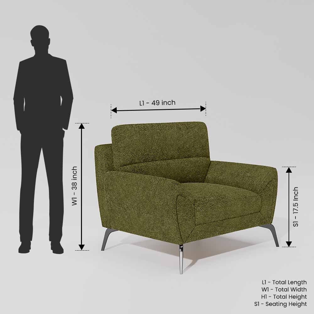 Octave 1 Seater Seater-Boucle Fabric - Dried herb