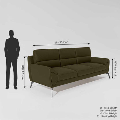 Octave 3 Seater Suede fabric - Avocado