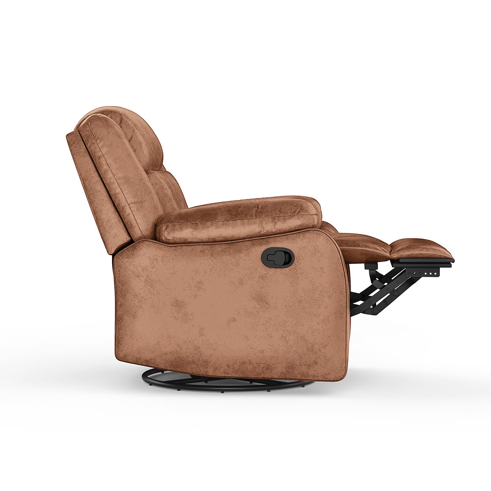 Avalon Rocking & Rotating Desert Orange Single Seater Suede Fabric Recliner