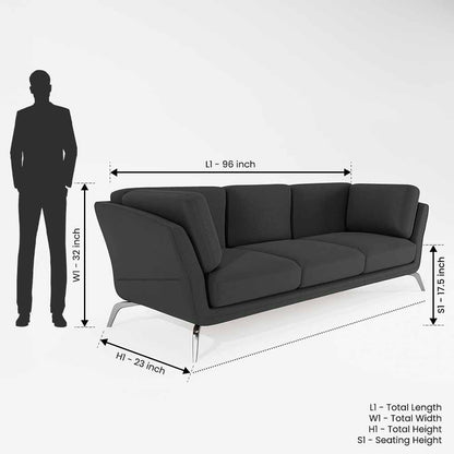 Symphony 3 Seater Suede fabric - Steel grey