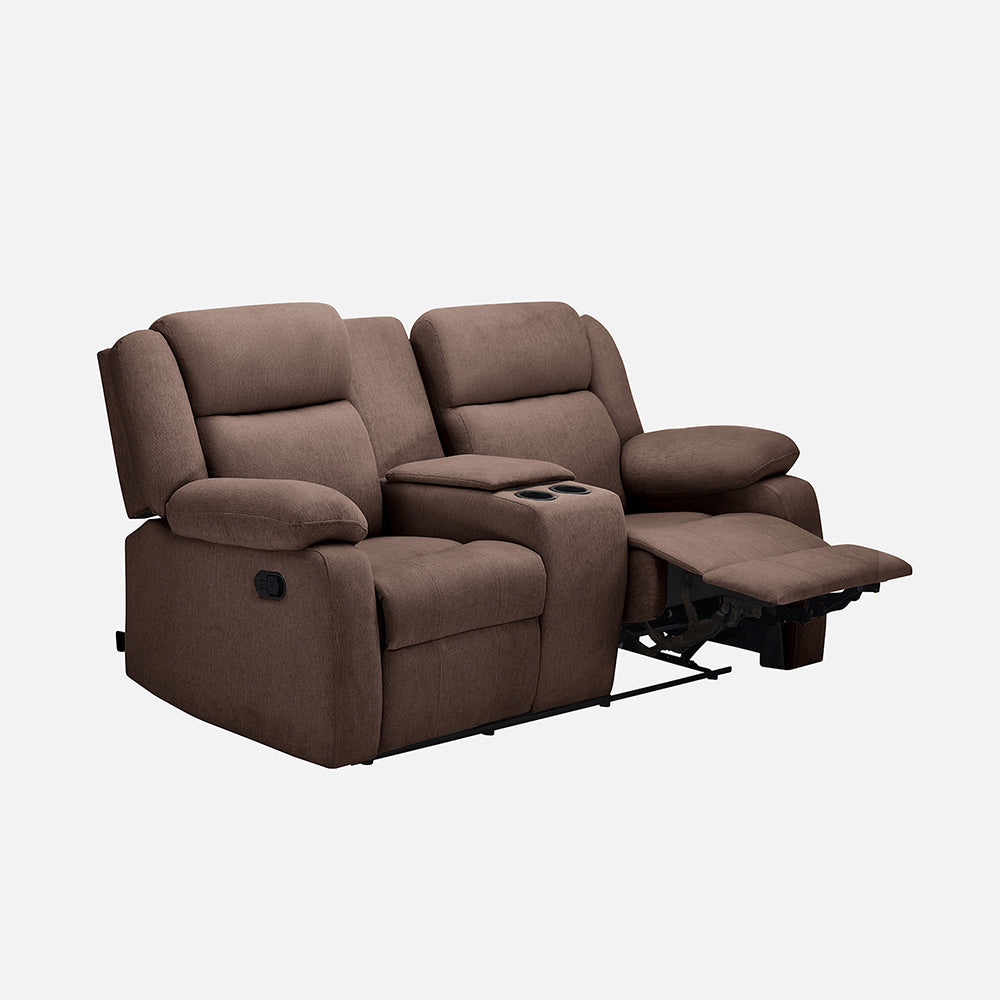 Avalon Twin Dark Brown Fabric Recliner 2 Seater