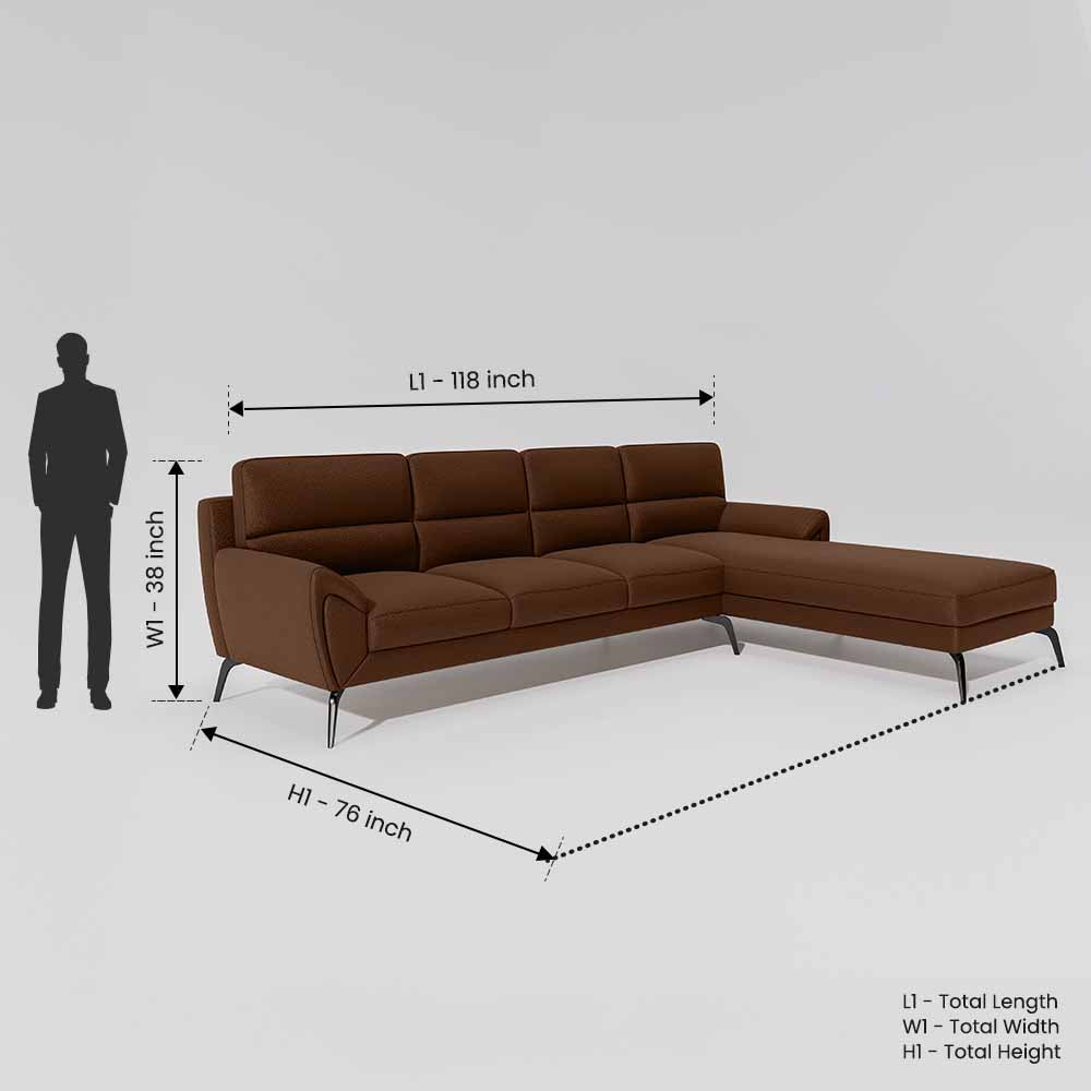 Octave 3 Seater with Lounger Suede Fabric - Capuccino