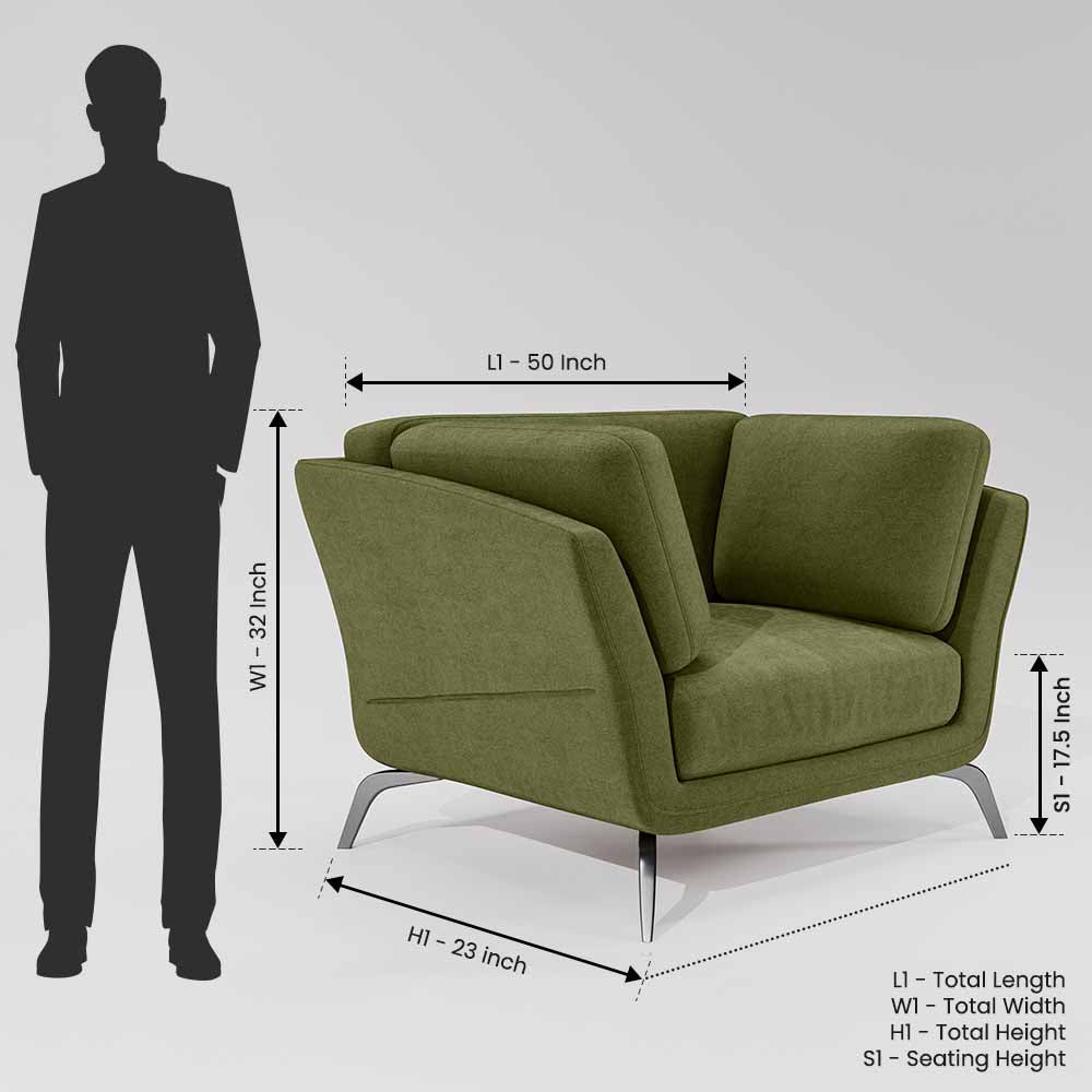 Symphony 1 Seater Water & Stain Repellent Fabric - Sage Green