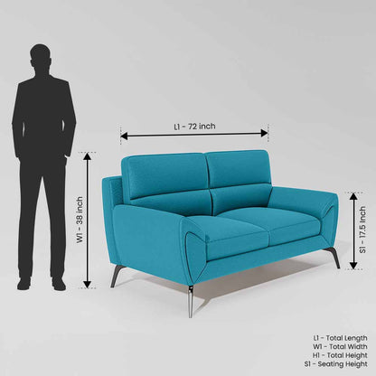 Octave 2 Seater Suede Fabric - Celestial blue