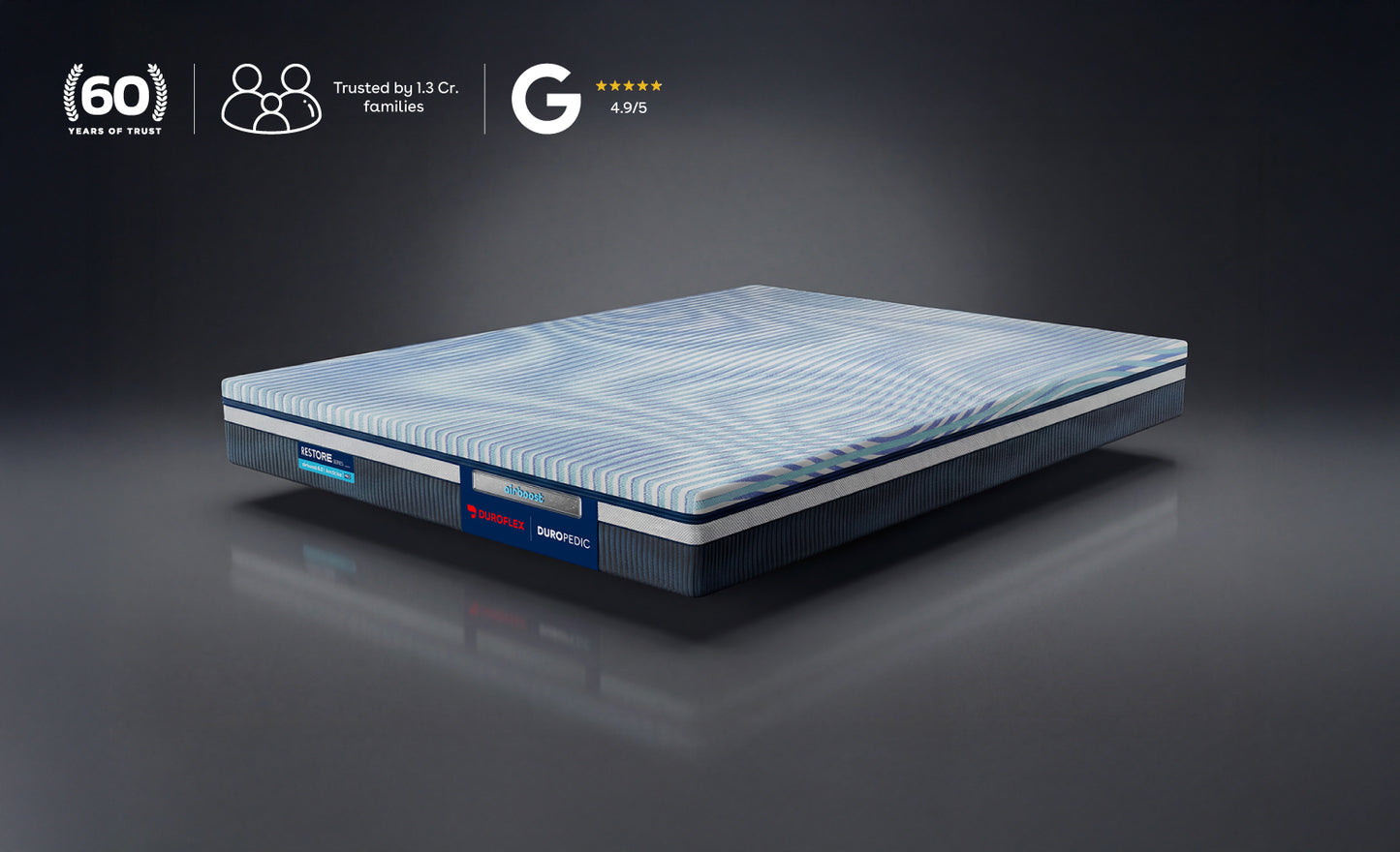 Duropedic Airboost 6.8 Arctic Ice Mattress | 1 lakh+ Airknit fibres with latex and adjustable firmness | 100 nights trial