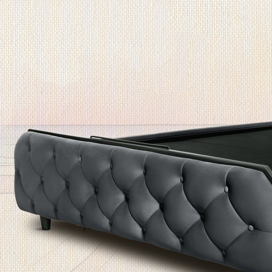 Wave Plus Adjustable Bed with Serene Upholstered Bed and Quboid 8" - Grey