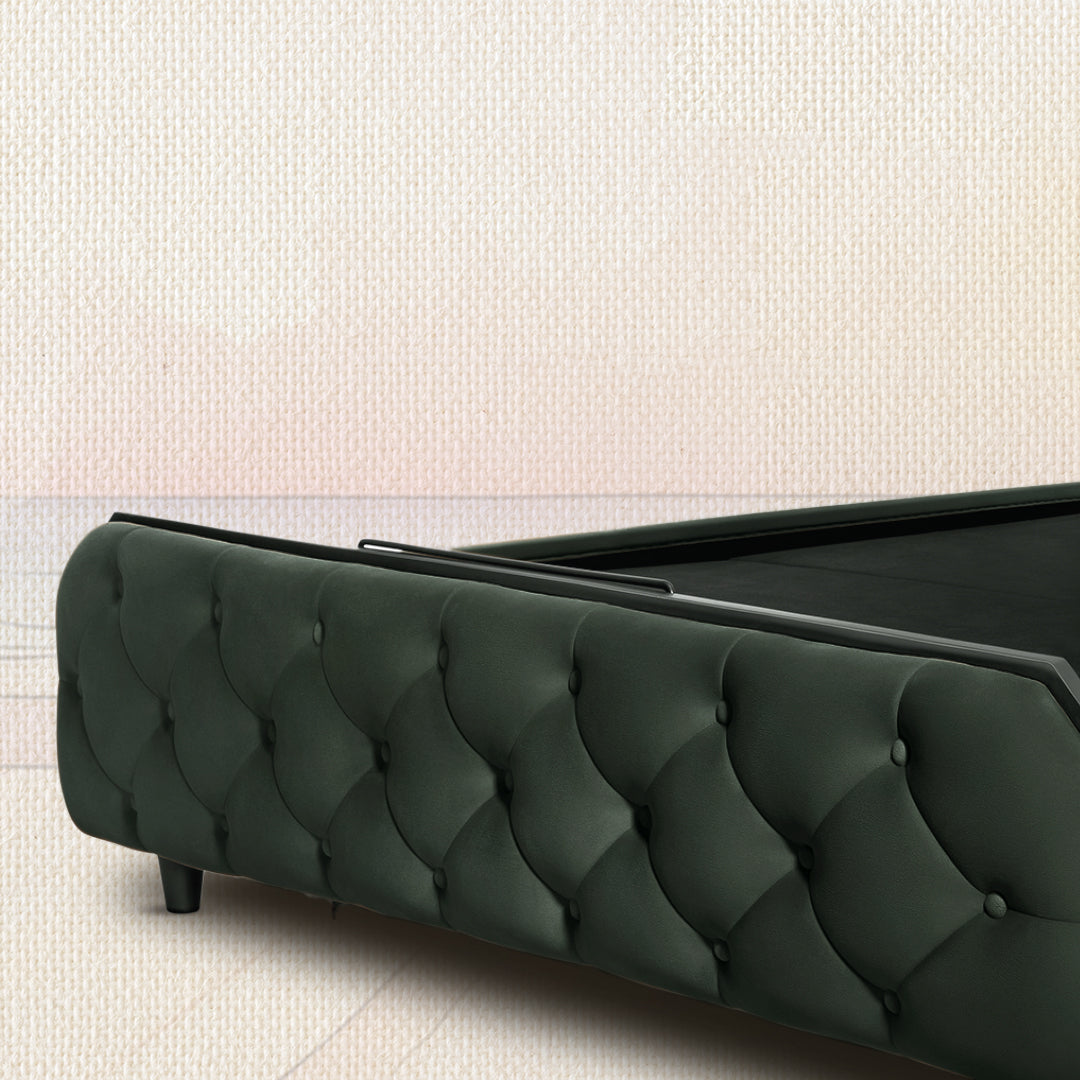Wave Plus Adjustable Bed Serene Upholstered Bed (Green)+ Wave Kinect Reva Mattress 8"(20.3cm)