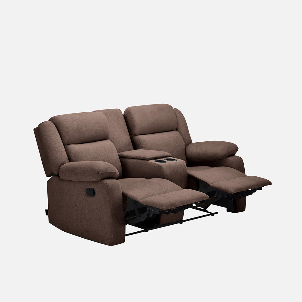 Avalon Twin Dark Brown Fabric Recliner 2 Seater