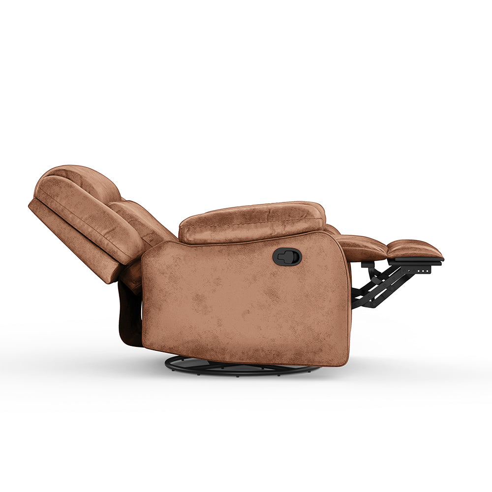 Avalon Rocking & Rotating Desert Orange Single Seater Suede Fabric Recliner