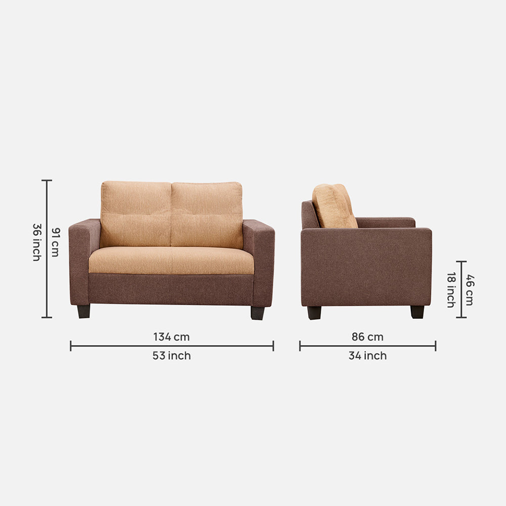 Ease Sand Brown Fabric 2 Seater Sofa