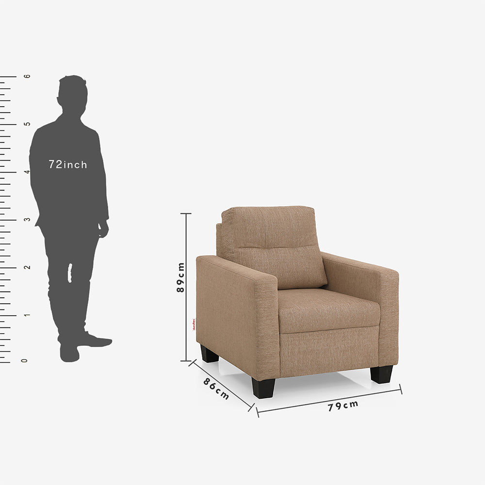 Ease Fabric Sofa | 1 seater | Brown |  Duroflex Furniture
