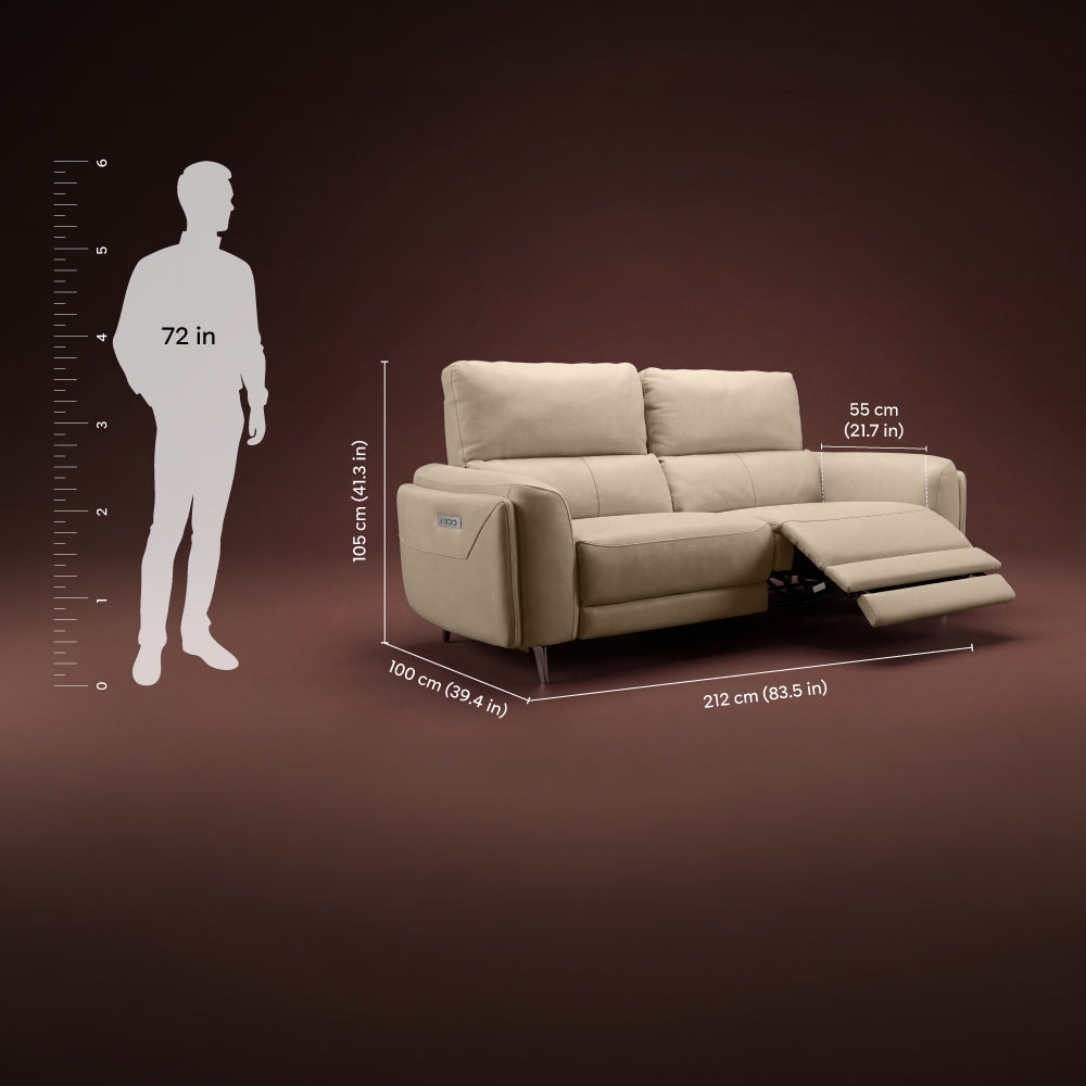 Buy Rhapsody Mov E Beige Leatherette 3 Seater Sofa Online – Duroflex