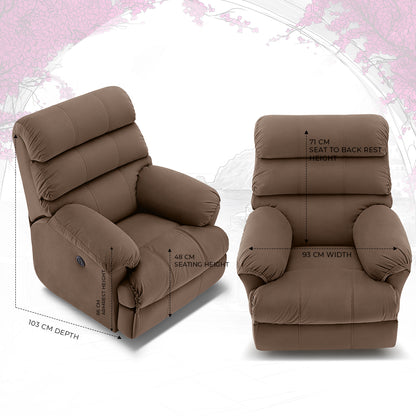 Avalon Posture pro RRR Fabric Recliner |  1 seater | Brown |  Duroflex Furniture