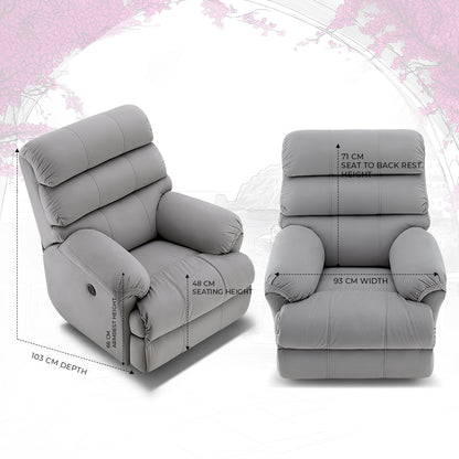 Avalon Posture Pro Rocking & Rotating Single Seater Fabric Recliner, Grey, Motorized