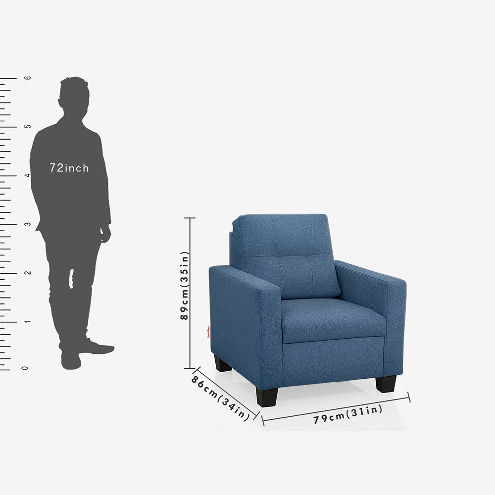 Ease Fabric Sofa | 1 seater | blue |  Duroflex Furniture
