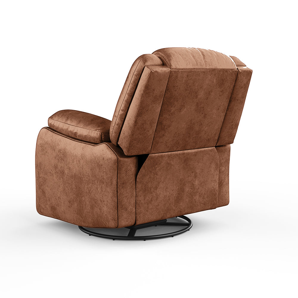 Avalon Rocking & Rotating Desert Orange Single Seater Suede Fabric Recliner