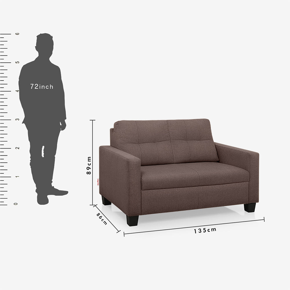 Ease Saddle Brown Fabric 2 Seater Sofa