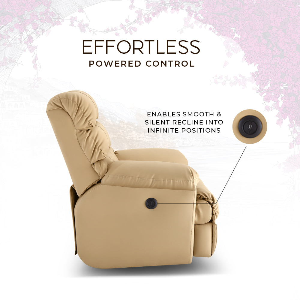 Avalon Posture pro Rocking & Rotating Single Seater Premium Leatherette Recliner, Beige, Motorized