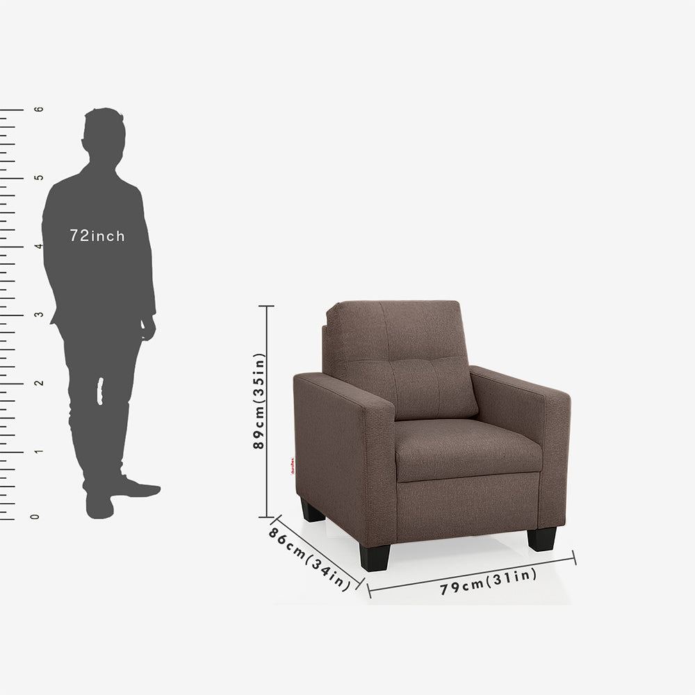 Ease Fabric Sofa | 1 seater | Saddle Brown |  Duroflex Furniture
