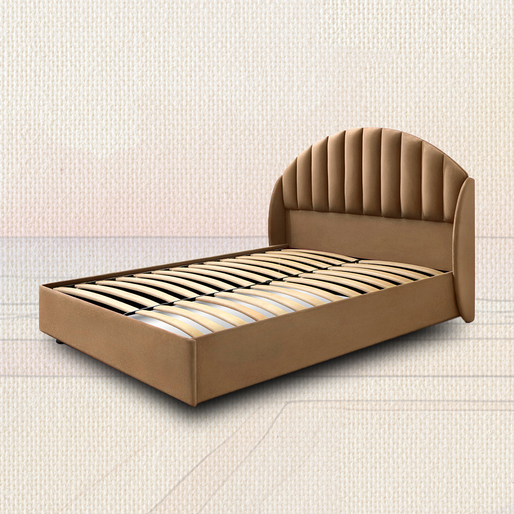 Wave Plus Adjustable Bed Celeste Upholstered Bed (Brown)+ Wave Kinect Strength Mattress 8"(20.3cm)