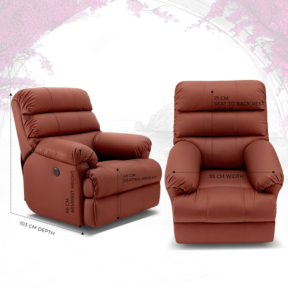 Avalon Posture pro Rocking & Rotating Single Seater Premium Leatherette Recliner, Tan, Motorized