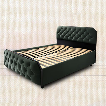 Wave Plus Adjustable Bed Serene Upholstered Bed (Green)+ Wave Kinect Strength Mattress 8"(20.3cm)