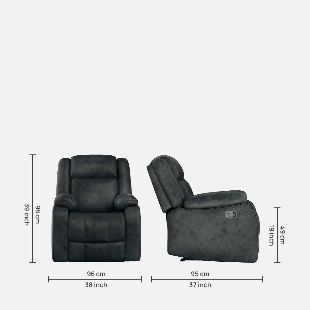 Avalon  Suede Recliner |  1 seater |Midnight Blue |  Duroflex Furniture