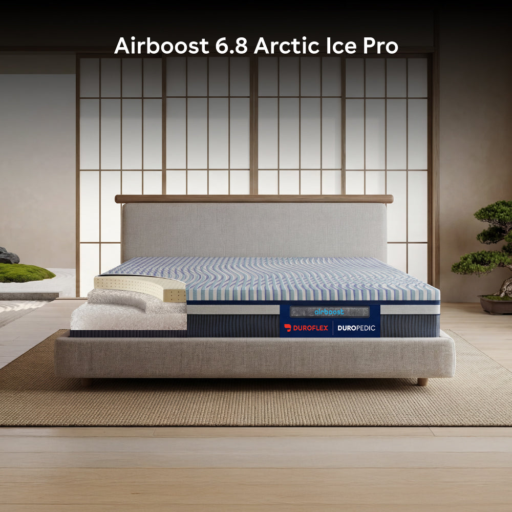 Duropedic Airboost 6.8 Arctic Ice Mattress | 1 lakh+ Airknit fibres with latex and adjustable firmness | 100 nights trial