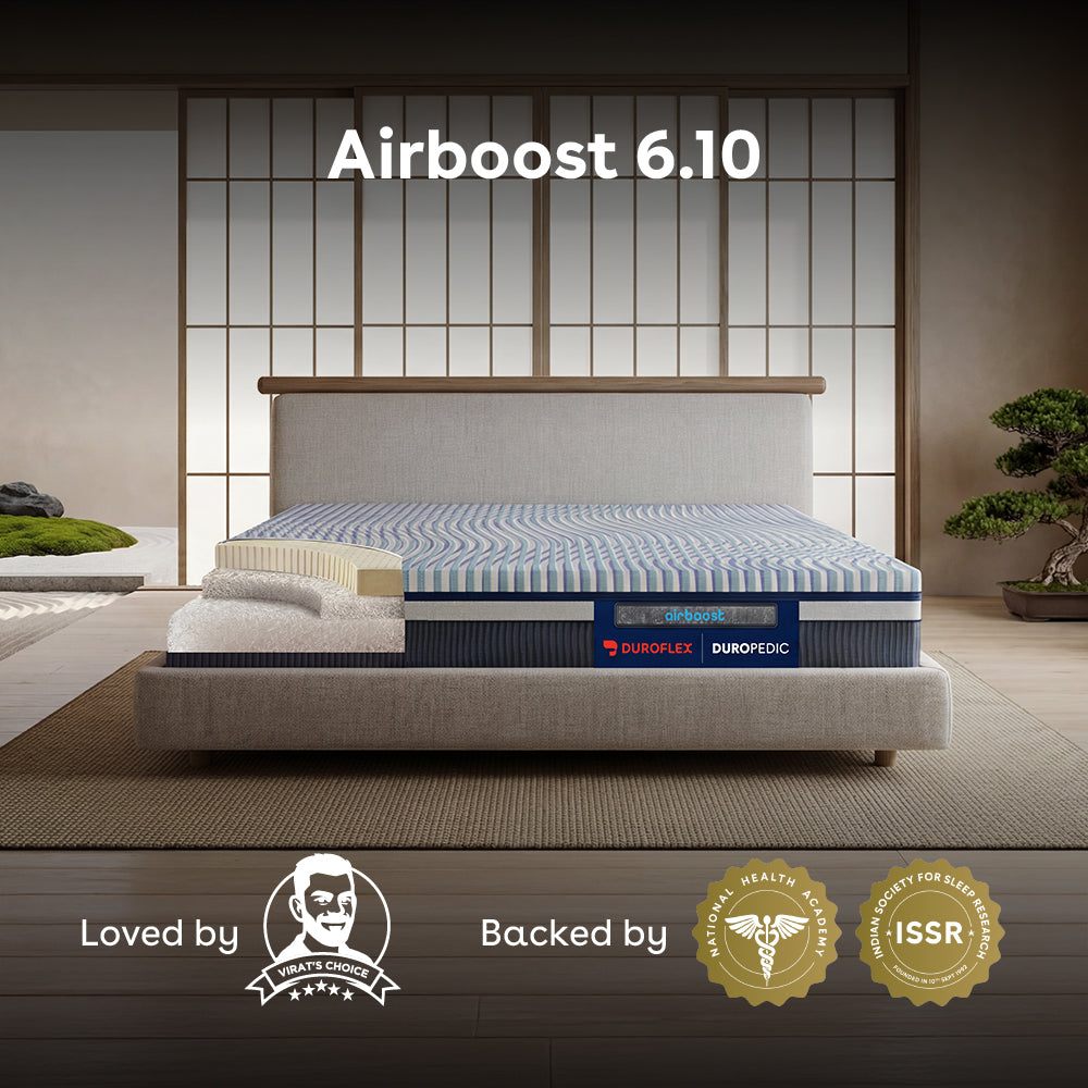 Duropedic Airboost 6.10 Arctic Ice Mattress | 1 lakh+ Airknit fibres with latex and adjustable firmness | 100 nights trial
