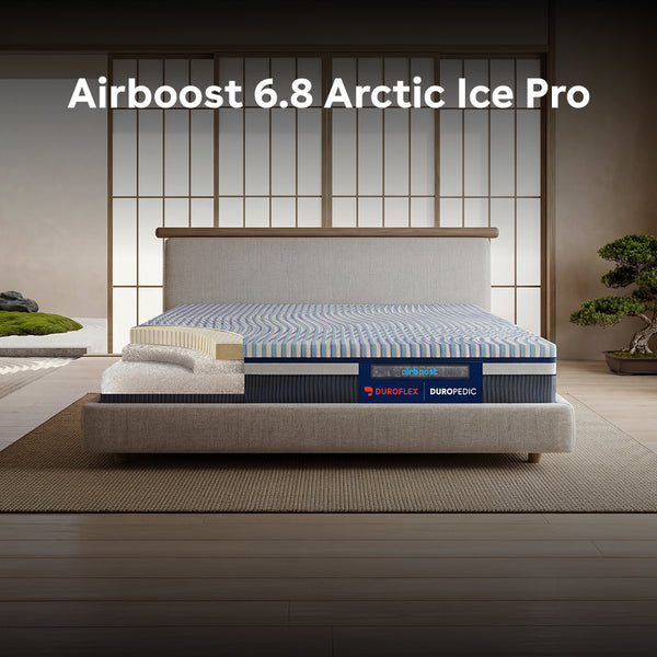 Duropedic Airboost 6.8 Arctic Ice Mattress | 1 lakh+ Airknit fibres with latex and adjustable firmness | 100 nights trial