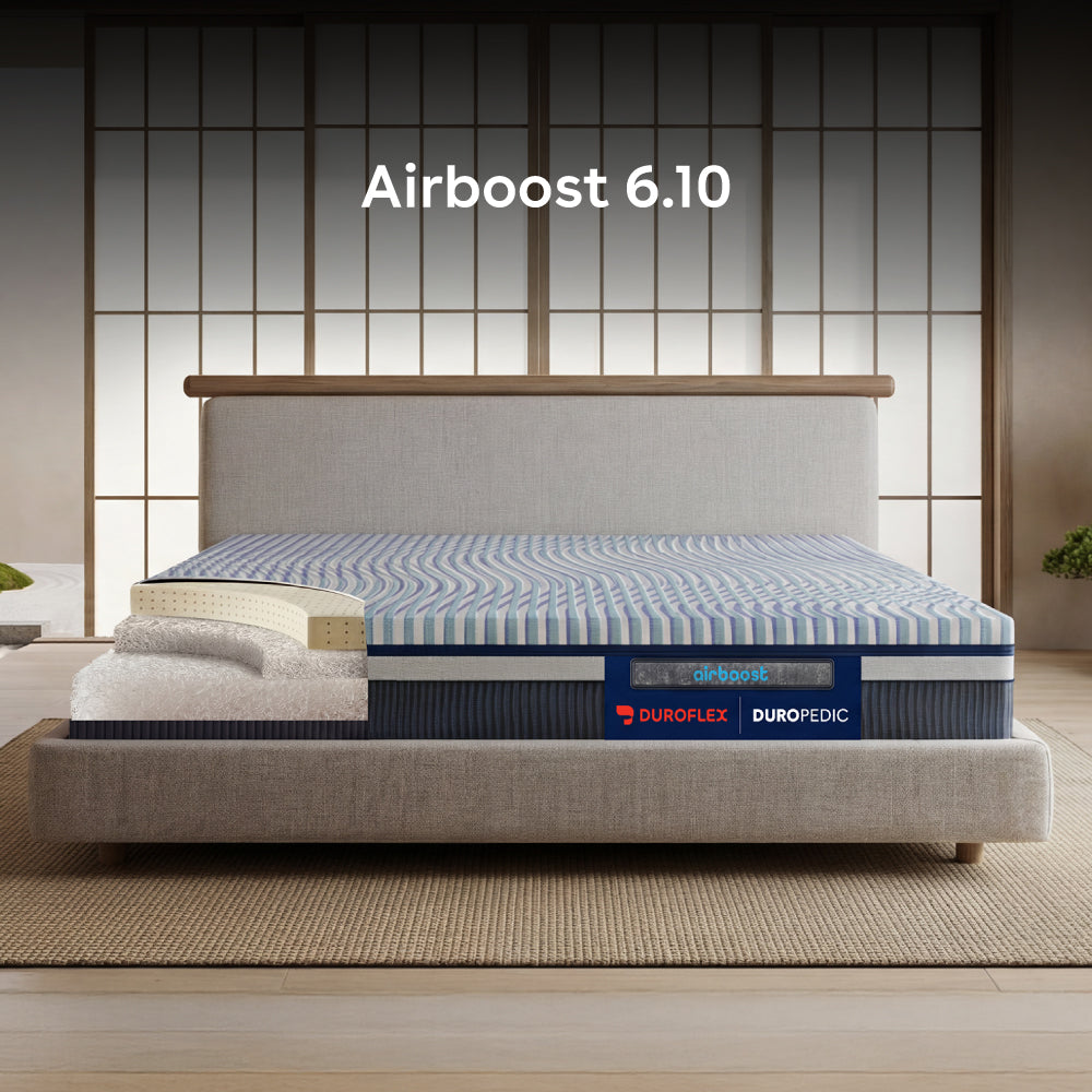 Duropedic Airboost 6.10 Arctic Ice Mattress | 1 lakh+ Airknit fibres with latex and adjustable firmness | 100 nights trial