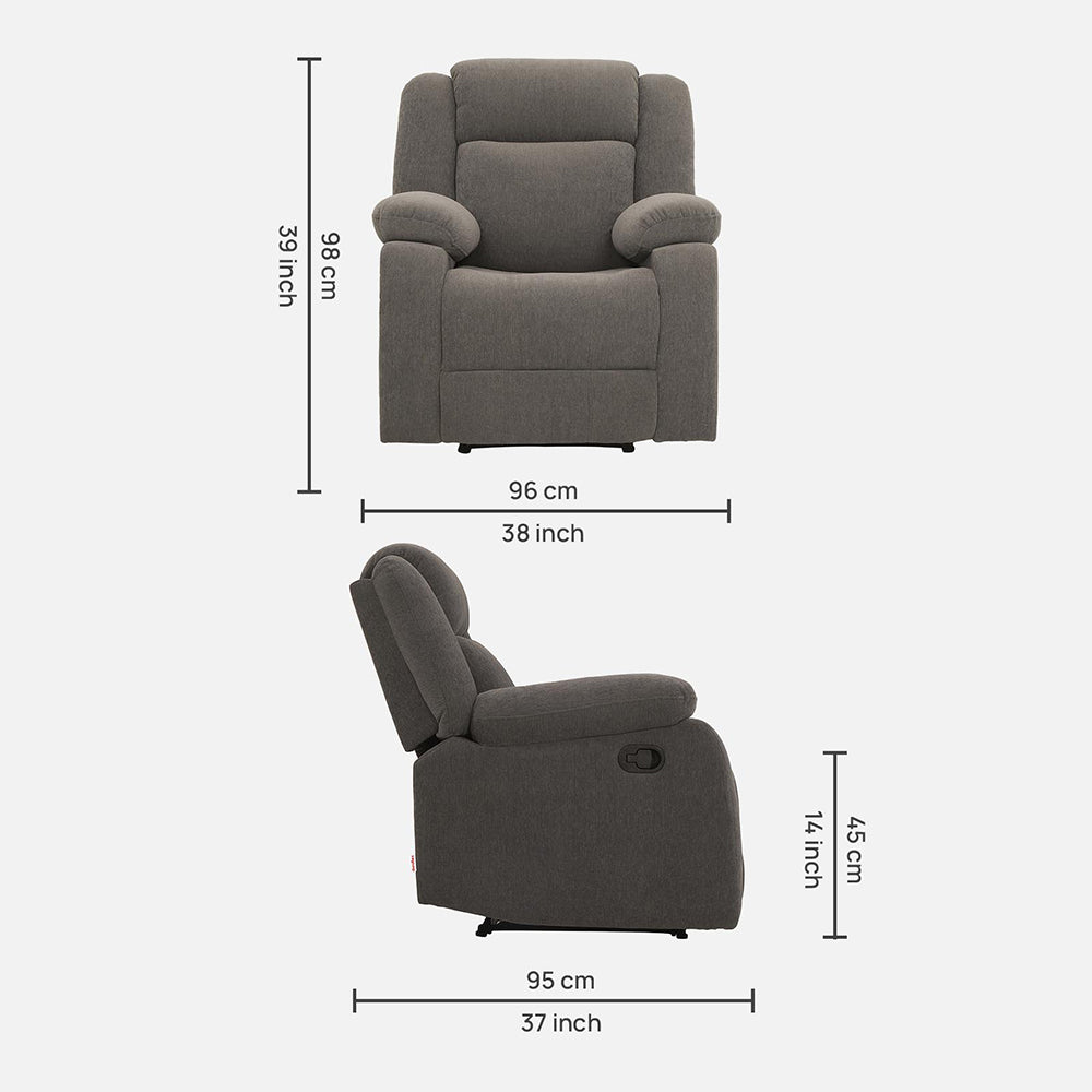 Avalon Grey Fabric Recliner