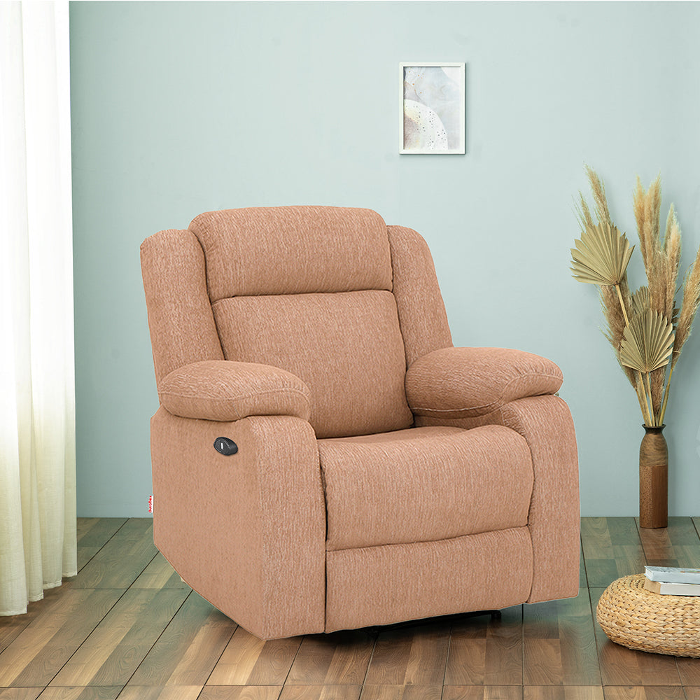 Avalon Motorized Electric Powered Brown Fabric Recliner